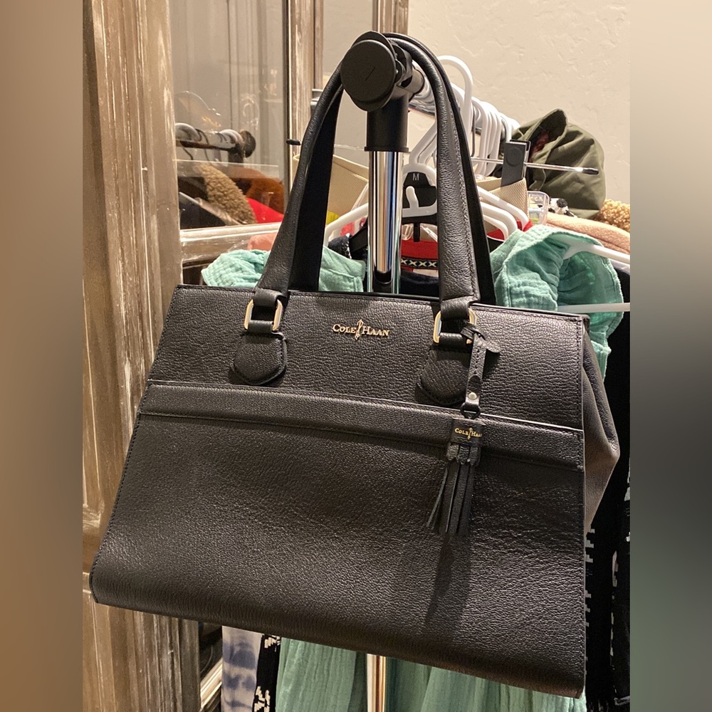 Black NWT Cole Haan genuine leather bag with tags